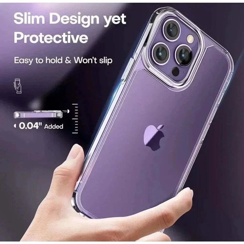 TAURI Clear Case for iPhone 14 Pro Case Not-Yellowing 2 Screen & Lens Protectors